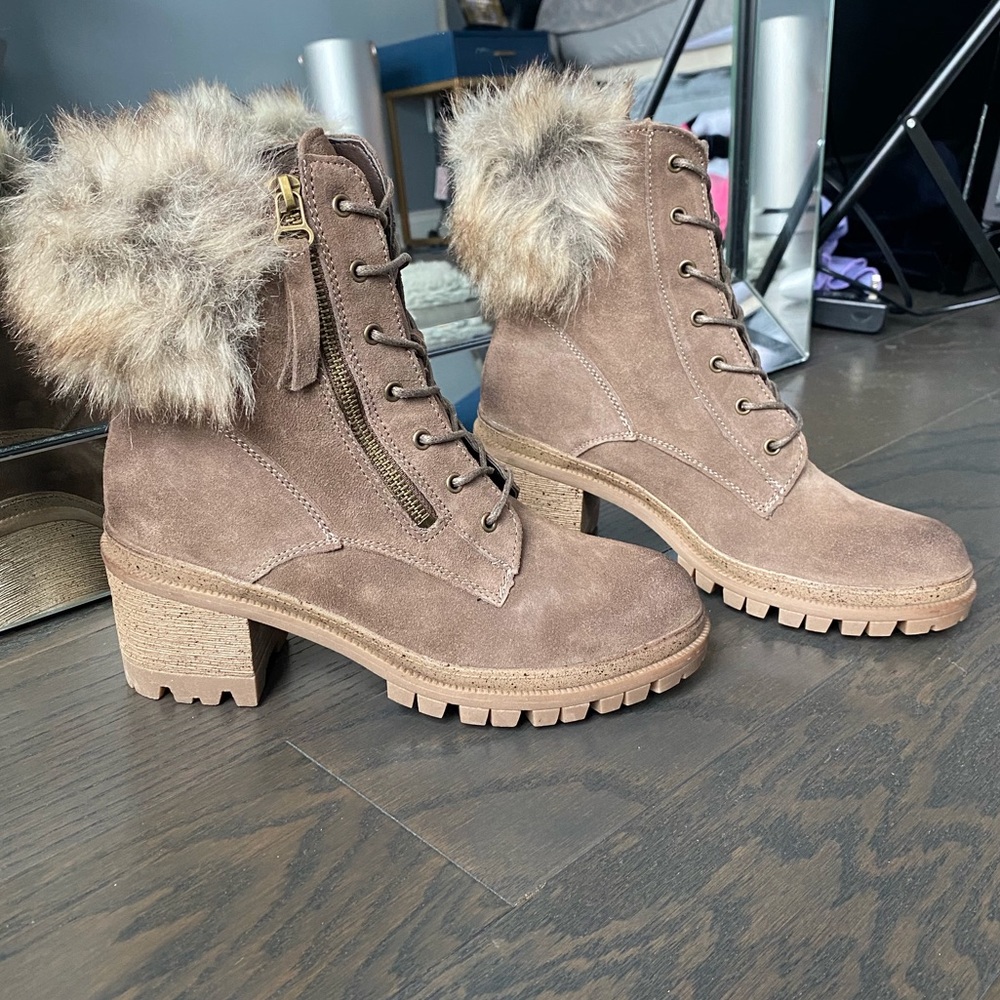 Brand new Suede faux fur Combat Boots 7.5